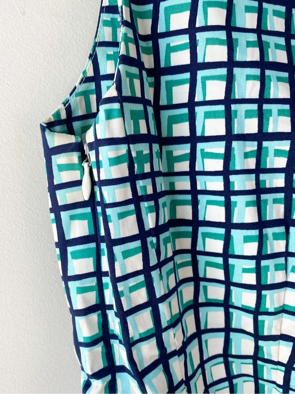 Kate Spade Tatiana Peplum Top XS Breezeblock Geometric Blue Chic Preppy Mod